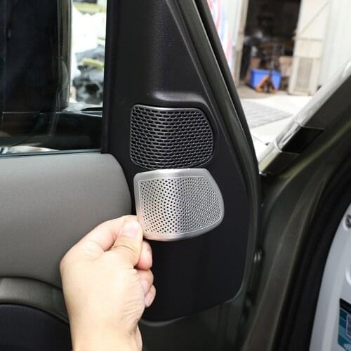 Defender Accessories Aluminum Alloy Car Inner Treble Speaker Net Cover Stickers For Land Rover Defender 110 20 Auto Accessories