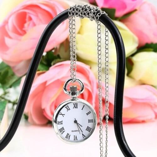 Ashion 37CM Fob Chain Smooth steel Quartz Pocket Watch Vintage Roman Nmber Dial Pendant Fob Watch Gifts Clock