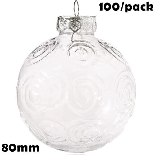 Free Shipping DIY Paintable/Shatterproof Christmas Decoration Ornament, 80mm Plastic Rose Bauble Sphere Ball, 100/Pack