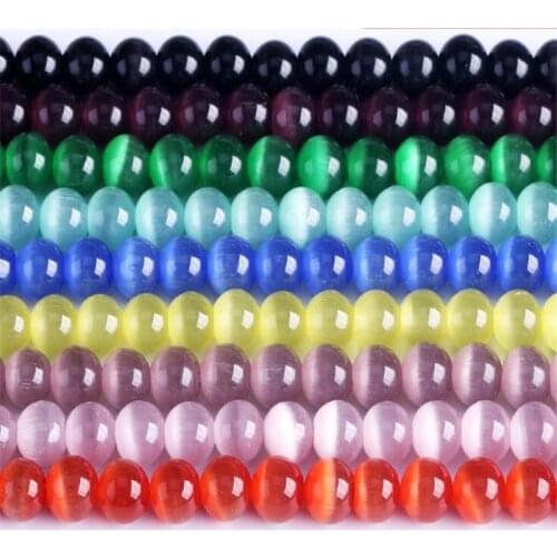 AAA+ Quality Cat Eye Beads 4/6/8/10/12MM Natural Glass String Loose Space Beads Opal DIY Charm Beads for Jewelry Making Bracelet