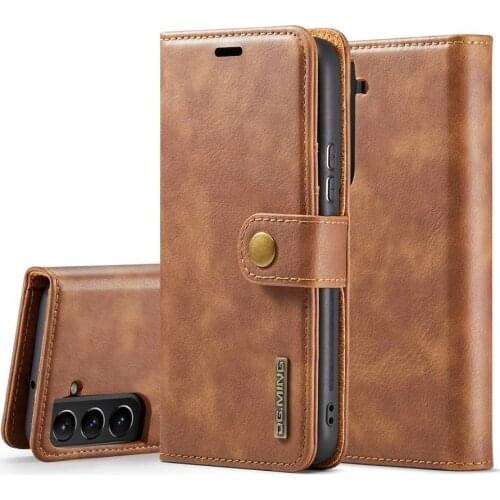 Dual Material PU with Genuine Leather Flip Case for Samsung Galaxy S7 Edge S8 S9 S10 Plus Note 8 9 10 S10e Removable Back Cover