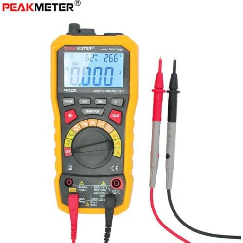 PEAKMETER MS8229 Digital LCD Multimeter 5 in 1 Illuminometer Sound Level Frequency Temperature Humidity Meter Voltage Tester
