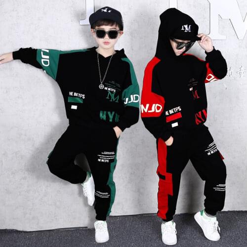 Children Tracksuit Hooded Green Hoodie Two-Piece Street Dance Sports Outfits For Boys Girls Vetement Garcon 4 6 8 10 12 14 Yrs