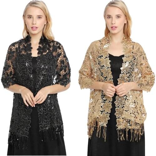 Women Wedding and Party Shawls Brides Bridemaids Elegant Emboridery Sequin Shawls and Wraps 1920s Shawls