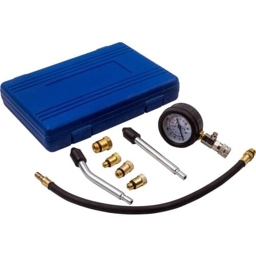 Engine Cylinder Compression Pressure Tester Gauge Test Adaptor Pipes Tool Kit