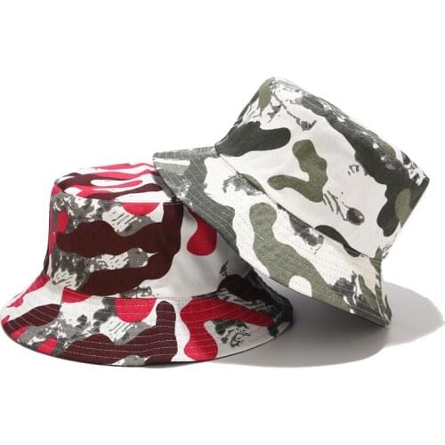 Double-side Camouflage Bucket Hat Women Reversible Summer Fisherman Fishing Hats Spring Summer Outdoor Flat Caps Unisex Gorras