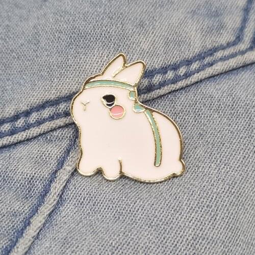 Cartoon Animal Enamel Pins Cute Rabbit Brooch Clothes Bag Backpack Lapel Pin Zoo Badge New Year 2021 Gifts
