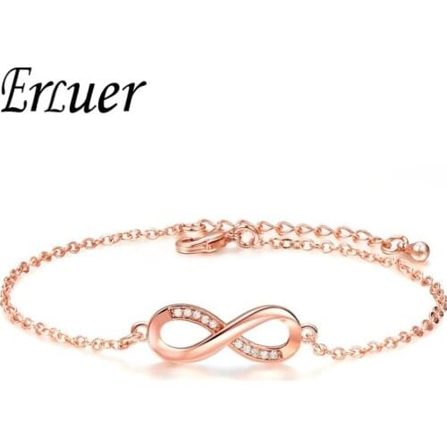 ERLUER New 8 Fasion Bracelet Simple Casual charming Bracelet Copper Jewelry Bracelet for Girl Party or Wedding Gift