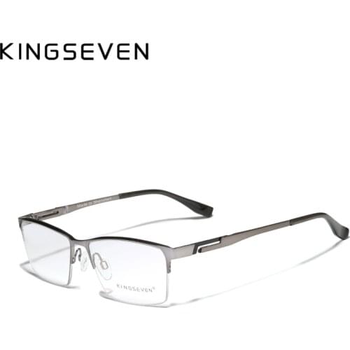 KINGSEVEN Mens Glasses Pure Titanium Half Frame Fashion Trending Eyewear Myopia Custom Prescription Lenses 1.56 1.61Eyeglasses