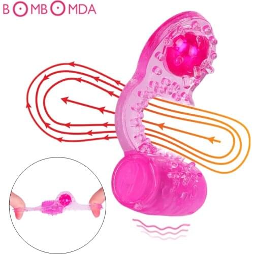 Strap-on Penis Ring Vibrator for Men Silicone Cock Ring Delay Ejaculation Adult Sex Erotic Toys Dick Vibrators For Men Sex Shop