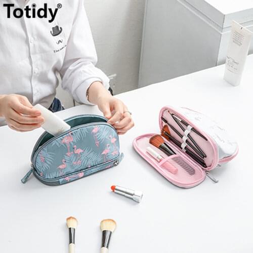 Totidy Flamingo Cosmetic Bag Oxford Travel Makeup Pouch Bags 2021 New Make Up Bag Brush Organizer For Women Portable Storage Bag