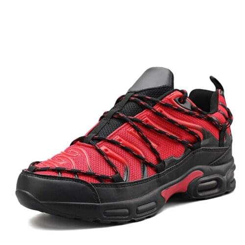 Y88 Men Shoes Fashion 2021 Spring Breathable Mesh Lace-up Sneakers For Teens Classic Tennis Chunky Deporte Trekking Black Red