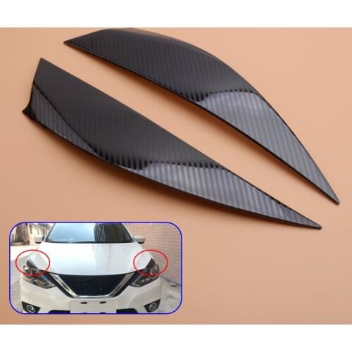 Beler Stainless Steel Material 2Pcs/Set Car Front Headlight Eyebrow Eyelid Cover fit for Nissan Sentra 2016 2017 2018 2019