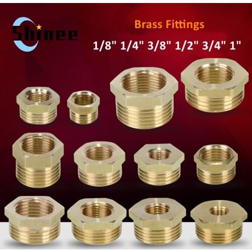Brass Adapter Fitting BSP Reducing Hexagon Bush Bushing Male to Female Connector Fuel Water Gas Oil 1/8" 1/4" 3/8" 1/2" 3/4" 1"