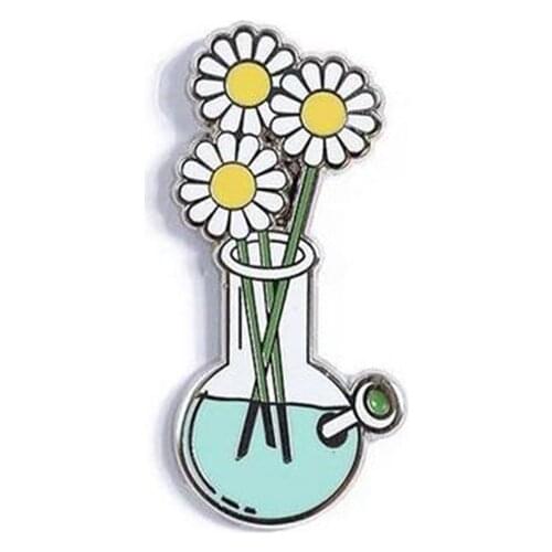 Bloom flower vase enamel pin badge brooch metal