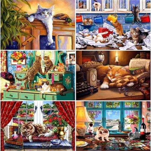 MomoArt 5D DIY Diamond Painting New Arrivals Cat Rhinestone Art Diamond Embroidery Animal Cross Stitch Kit Wall Decoration