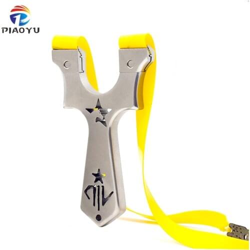 Powerful Stainless Steel Slingshot with Flat Rubber Band Hollow Horse Head Design Professional Outdoor Shooting Catapult Sets