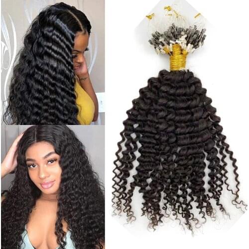 Deep Wave Micro Loop Human Hair Extensions Brazilian Virgin Hair Weave Bundles Micro Ring Extensions 1g/strand 100g/set