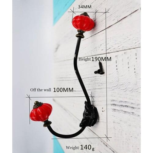 Wall mounted minimalist hooks to hang ceramic pumpkin head solid shelf on the wall creative cloak curtain hook hardware
