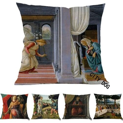 Christian Jesus Annunciation Painting art Cotton and linen 45*45cm square pillow Cushion cover Home sofa Decor