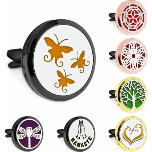 New Butterfly Dragonfly colorful 30mm Essential Oil Car vent clips Perfume Locket Car diffuser Locket Free 10Pads