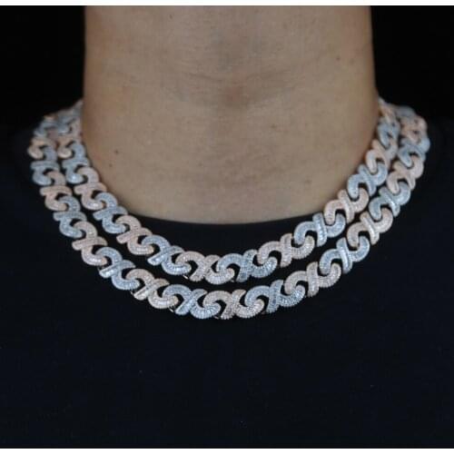 New design inifity charm cuban chain choker necklace with rose gold silver color two tone plate heavy women mens hip hop jewelry