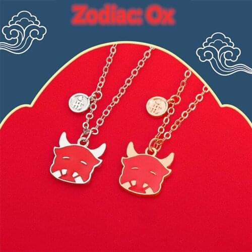 Sole Memory 2021 Zodiac Year of the Ox Color Changeable Enamel 925 Sterling Silver Clavicle Chain Female Necklace SNE617