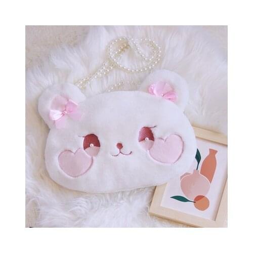 Kawaii Lolita Plush Pearl Bear Doll Rabbit Toy Shoulder Bag Harajuku Style Soft Girl Lovely JK Chain Messenger Bags Student COS