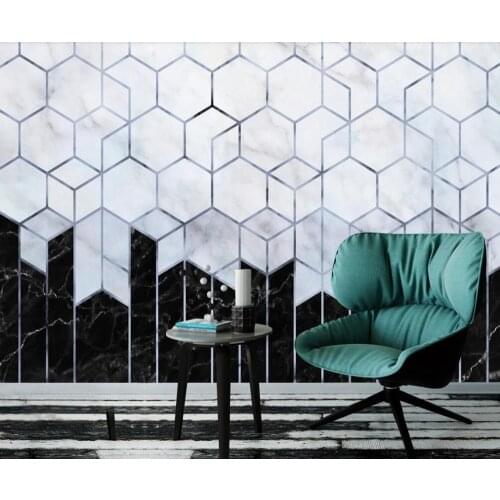 Custom 3D mural wallpaper Nordic light luxury geometric graphics line background wall marbled decorative paintings