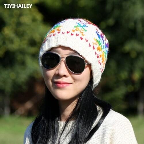 TIYIHAILEY Free Shipping 2020 Fashion Hand Made Wool Winter Warm Thick Hats Women Skullies High Quality Fleece Inside Christamas