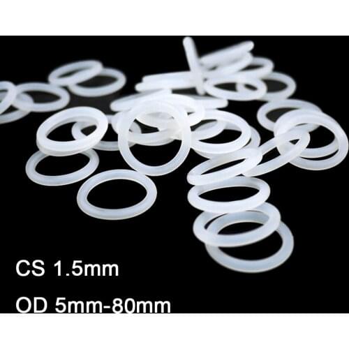 20/50/100pcs Silicon O Ring Sealing Gasket CS 1.5mm OD 5mm-80mm White Food Grade Waterproof Seals Washer Rubber O-ring