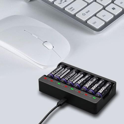 G-Linked 8 slots battery charger 1.5v AA AAA Battery Charger with LED Display for AA AAA Rechargeable battery Lithium 1.5v AA