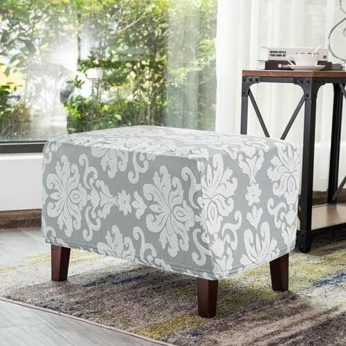 Jacquard Footstool Cover Sofa Ottoman Cover Pedal Cover for Wing Back Chair Footrest Stool Slipcover Protector Seatcovers