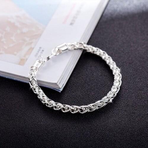 KOFSAC New Fashion 925 Sterling Silver Bracelets For Women Party Simple Twist Chain Bracelet & Bangles Hand Jewelry Wholesale