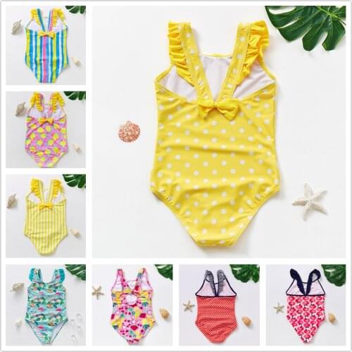 New 2021 Ruffle Girls swimwear 5-10Y Girls Swimsuit Lace style Children swimwear Teenager Girls swimming suit one piece-ST187