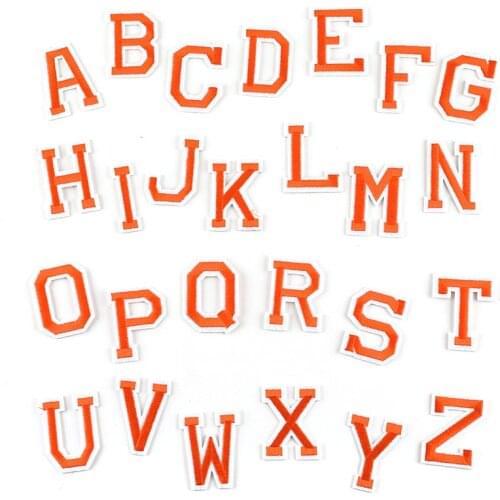 1PC orange A-Z English Alphabet Letter Embroidered Iron Sewing on Applique Patch Clothes Apparel Bags DIY Garment accessories