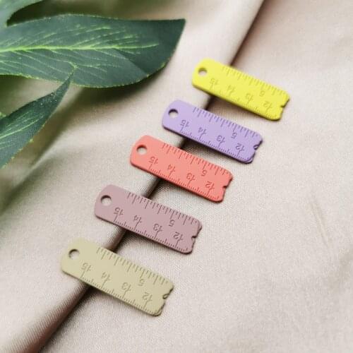10PCS Ruler Alloy Pendants Colourful Enamel Study Stationery Charms Alloy Necklace Bracelet Drop Oil Jewelry Making Accessories