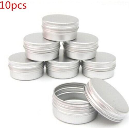 10pcs Empty Aluminum Cream Jar Tin Cosmetic Lip Balm Containers Nail Derocation Crafts Pot Bottle Screw Thread Podwer Box