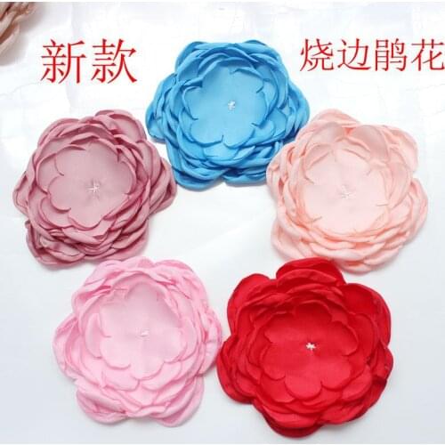 2015 Newest Burned Satin Flower 3.5" Multi Petal Hair Flower for DIY Hair Accessories 40pcs/lot Free Shipping