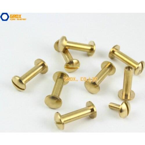 30 Pieces 8*15mm Leather Craft Belt Wallet Solid Brass Nail Rivet Chicago Screw Cambered Head