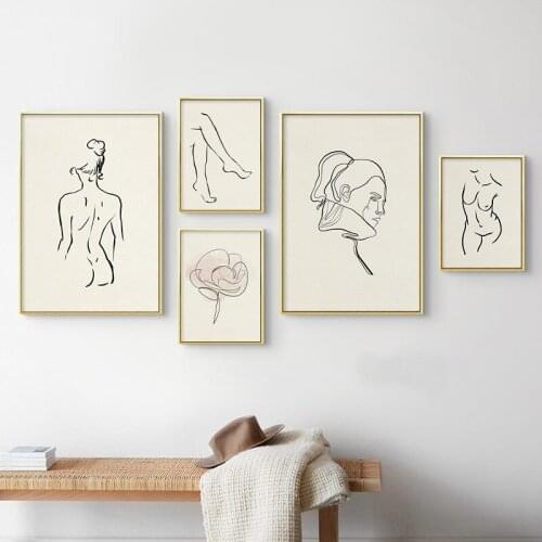 Abstract Figure Line Drawing Poster Sexy Woman Body Wall Art Canvas Painting Prints Nordic Decoration For Living Room Bedroom