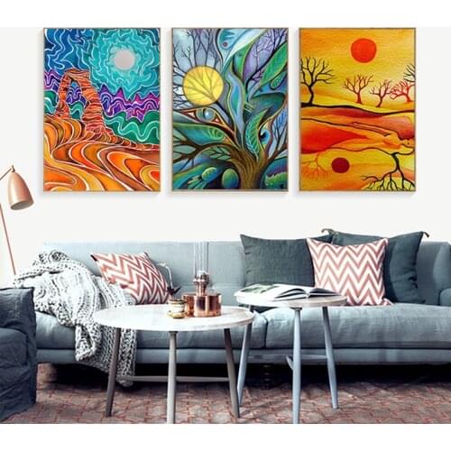 Abstract Landscape Canvas Painting Landscape Poster Print Nordic Wall Art Picture For Living Room Decoration