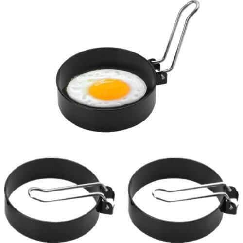 Non-Stick Stainless Steel Egg Ring Fried Egg Shaper with Long Handle For Fried Egg Pancakes Sandwiches For Cooking Breakfast Kit