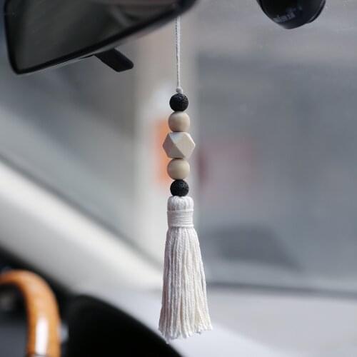 Car perfume pendant wooden beads cotton thread handmade Retro Style auto Rear View Mirror Ornaments car accessories interior