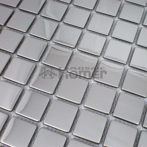 Free shipping, 25x25mm tile silver color stainless steel metal mosaic kitchen bakcsplash wall tile HME8027