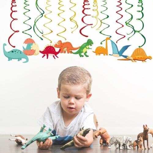 Dinosaur Theme Party Decorations PVC Ceiling Hanging Swirls Baby Shower RAWR Haning Spirals Kids Happy Birthday Party Supplies