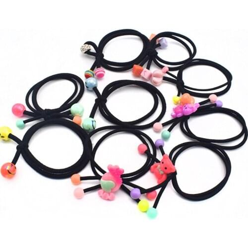 30 Pieces Mix Girl Elastic Hair Band Gum Scrunchy Hair Accessories Carton Round Ball Good Elastic Hair Rope for Women