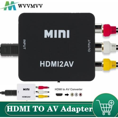 HDMI-compatible to RCA Converter AV/CVSB L/R Video Box HD 1080P 1920*1080 60Hz HDMI2AV Support NTSC PAL Output HDMIToAV