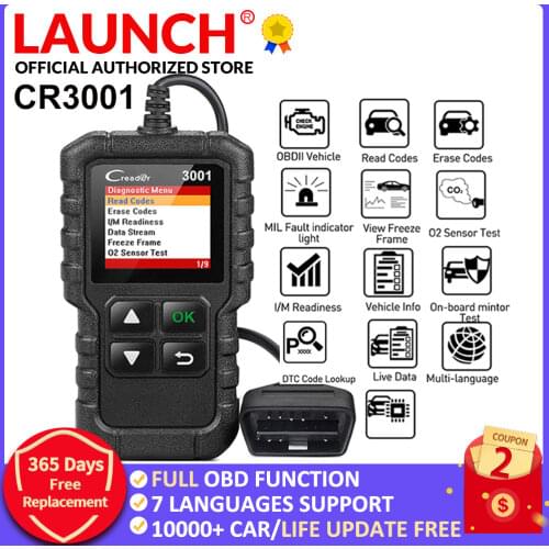 LAUNCH X431 CR3001 Full OBD2 scanner turn off engine CReader 3001 auto Diagnostic tool PK ELM327 code reader Scan tool