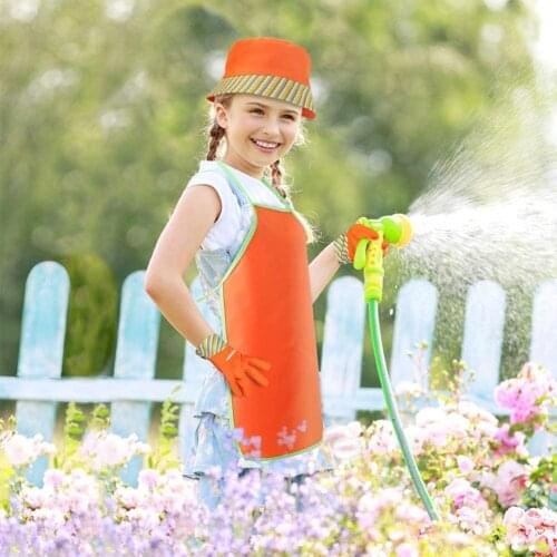 Kid Garden Tool Toys 8Pcs Children Kids Garden Tools Watering Can Shovel Rake Bucket Hat Apron Toys